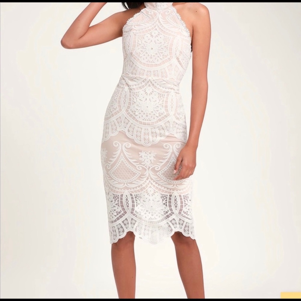 Celebrate Life White Halter Dress Lulus SMALL